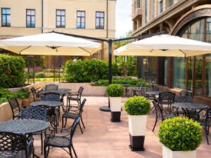 Parasol zewnętrzny wspornikowy Double podwójna kopuła 3x6m