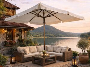 Parasol Genoa, kwadratowy z centralnym słupem – 3,5 X 3,5M