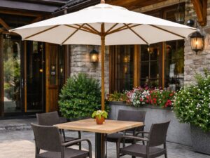 Parasol zewnętrzny Solo, okrągła kopuła. Średnica kopuły 4m